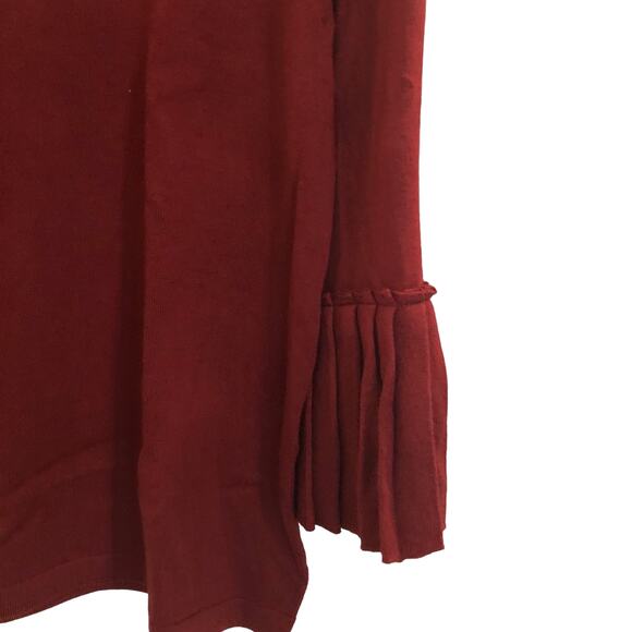 The Limited Womens Sweater Medium Burgundy Pullover Bell Sleeves Pleated Cuffs - Picture 2 of 7